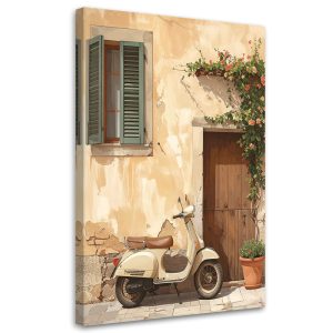 Obraz do salonu sypialni jadalni hotelu, Skuter Vespa Toskania 80×120 998009