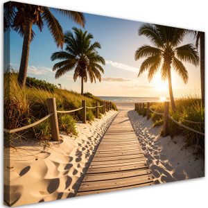 Obraz do salonu sypialni jadalni, Ścieżka na plażę Krajobraz Palmy 90×60 779191 Obraz do salonu sypialni jadalni, Ścieżka na plażę Krajobraz Palmy 90×60 779191