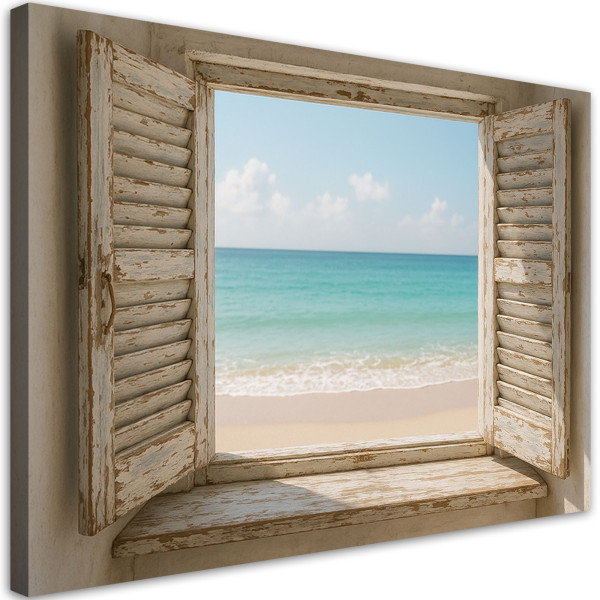 Obraz do salonu sypialni jadalni, Widok z okna na plażę Shabby Chic 45x30 891441