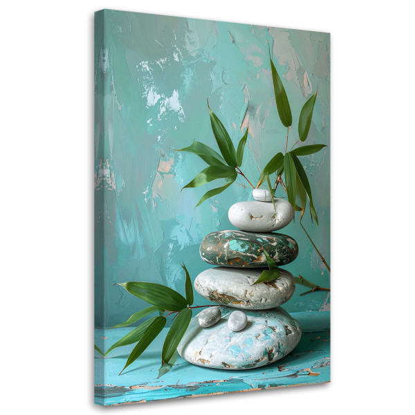 Obraz do salonu sypialni, Kamienie zen spa liście 20x30 890451
