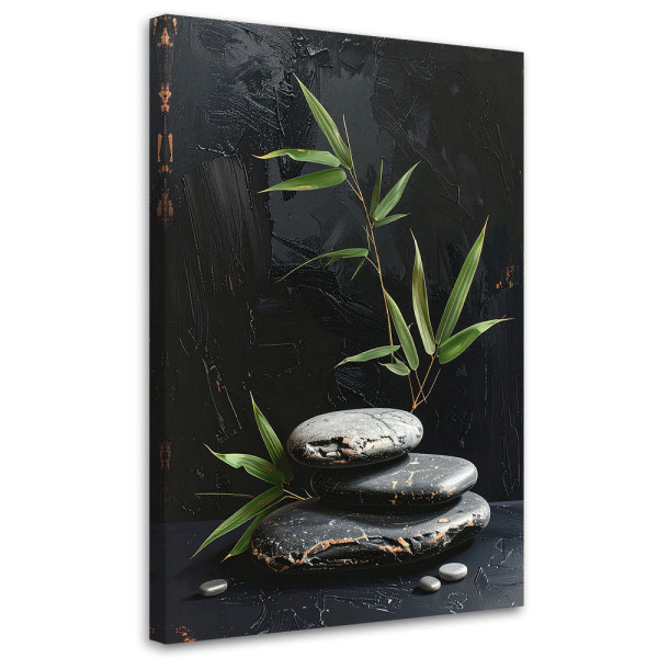 Obraz do salonu sypialni, Kamienie zen spa liście 60x90 882766