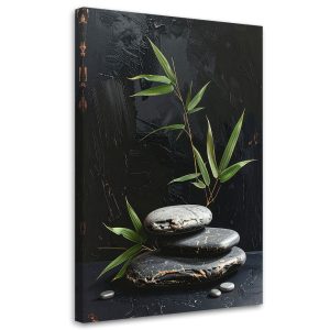 Obraz do salonu sypialni, Kamienie zen spa liście 70×100 883261 Obraz do salonu sypialni, Kamienie zen spa liście 70×100 883261