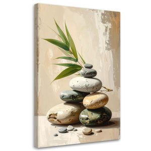 Obraz do salonu sypialni, Kamienie zen spa liście bambusa 60×90 890301 Obraz do salonu sypialni, Kamienie zen spa liście bambusa 60×90 890301