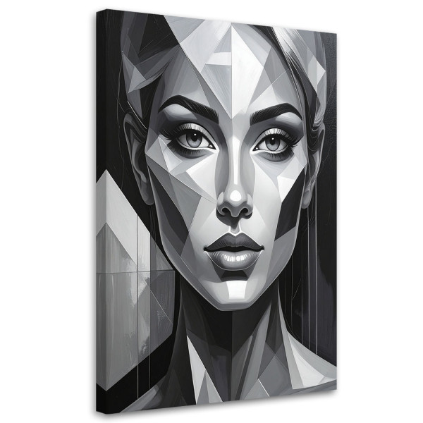 Obraz do salonu sypialni, Kobieta Geometryczny Portret czarno biały 30x45 886245
