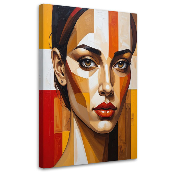 Obraz do salonu sypialni, Kobieta portret pomarańczowy czerwony 70x100 887814