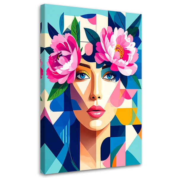 Obraz do salonu sypialni, Kobieta z kwiatami w stylu Bauhaus 30x45 889865