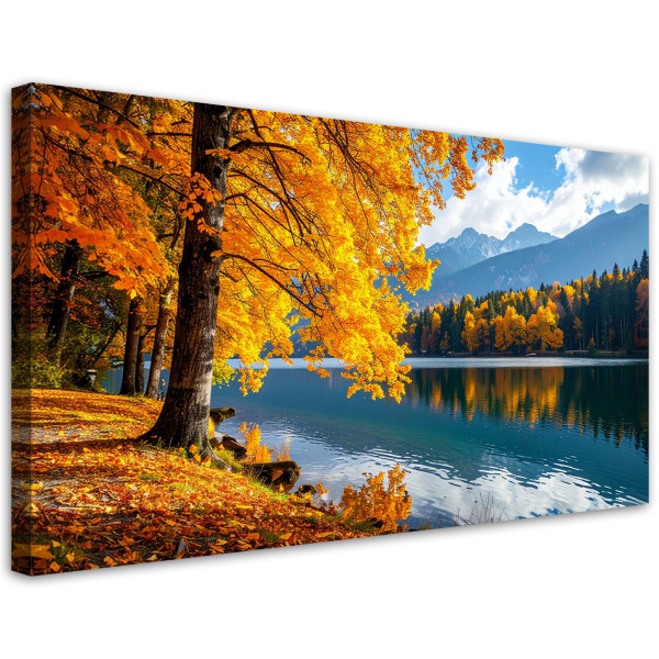 Obraz do salonu sypialni, Krajobraz jesienny jezioro góry natura 120x60 885522