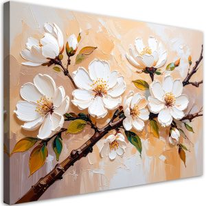Obraz do salonu sypialni, Kremowe Kwiaty imitacja farby olejnej 30×20 890208 Obraz do salonu sypialni, Kremowe Kwiaty imitacja farby olejnej 30×20 890208