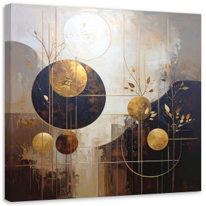 Obraz do salonu sypialni kuchni biura, Abstrakcja koła liście 60×60 997863