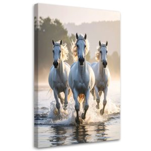 Obraz do salonu sypialni kuchni biura, Białe galopujące konie 30×45 1000232 Obraz do salonu sypialni kuchni biura, Białe galopujące konie 30×45 1000232