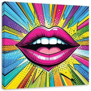 Obraz do salonu sypialni kuchni biura, Czerwone usta w stylu pop art 50×50 995784 Obraz do salonu sypialni kuchni biura, Czerwone usta w stylu pop art 50×50 995784