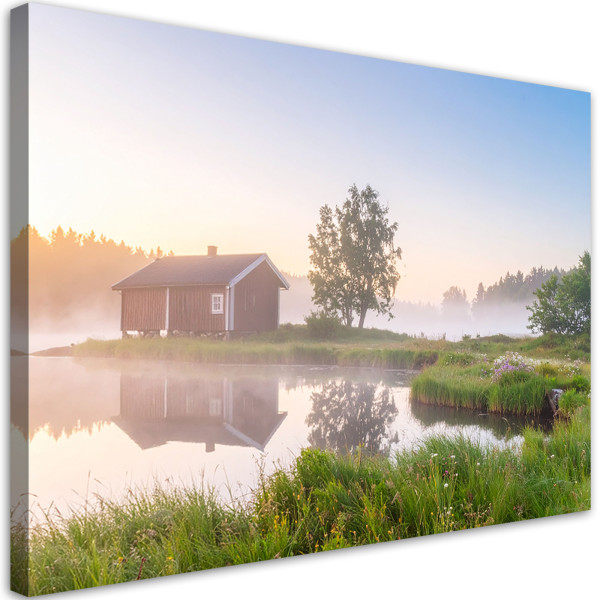 Obraz do salonu sypialni kuchni biura, Jezioro domek 45x30 997816