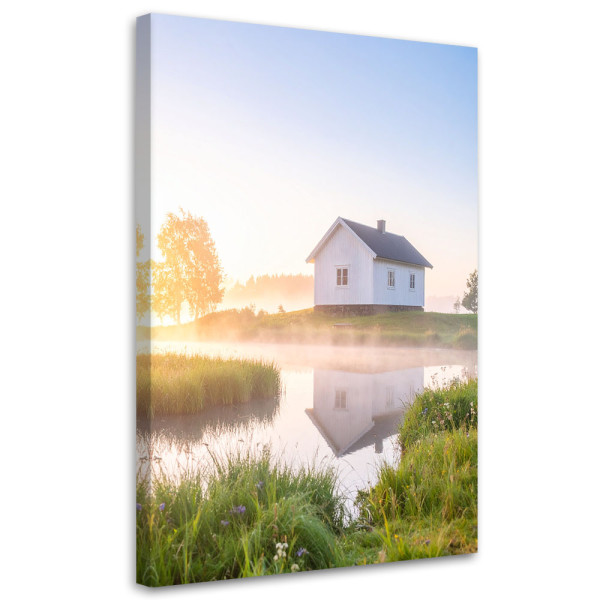 Obraz do salonu sypialni kuchni biura, Jezioro domek 70x100 1000219