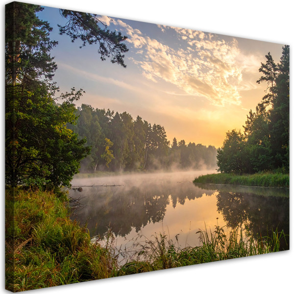 Obraz do salonu sypialni kuchni biura, Jezioro las mgła pejzaz 120x80 997662