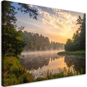 Obraz do salonu sypialni kuchni biura, Jezioro las mgła pejzaz 45×30 997616 Obraz do salonu sypialni kuchni biura, Jezioro las mgła pejzaz 45×30 997616