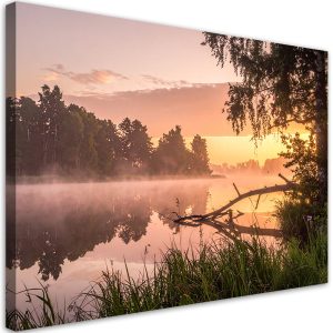 Obraz do salonu sypialni kuchni biura, Jezioro las we mgle krajobraz 120×80 995721 Obraz do salonu sypialni kuchni biura, Jezioro las we mgle krajobraz 120×80 995721
