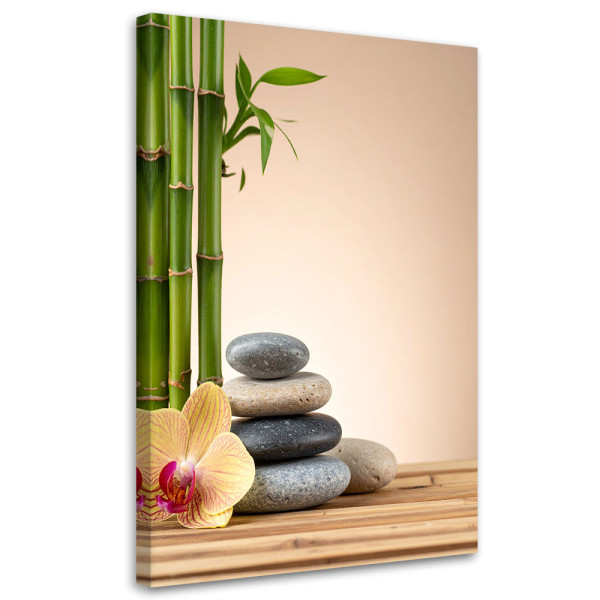 Obraz do salonu sypialni kuchni biura, Kwiat kamienie bambus zen spa 30x45 996105