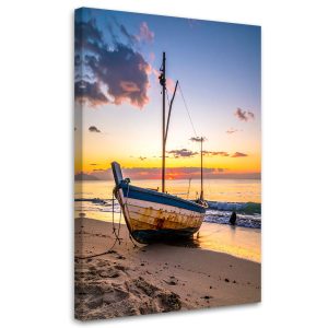 Obraz do salonu sypialni kuchni biura, Łódka plaża morze zachód 60×90 998318 Obraz do salonu sypialni kuchni biura, Łódka plaża morze zachód 60×90 998318
