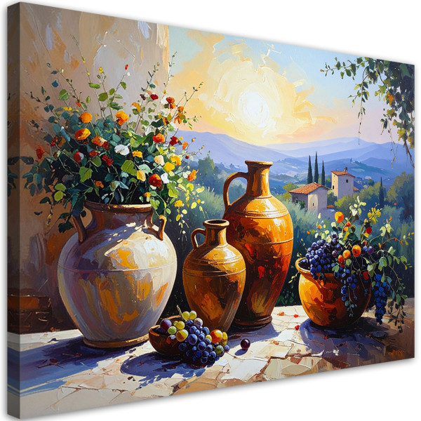 Obraz do salonu sypialni kuchni biura, Toskania winnice dzbany 60x40 999318