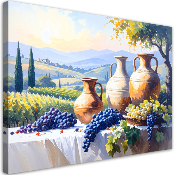 Obraz do salonu sypialni kuchni biura, Toskania winnice dzbany pejzaż 45x30 995838