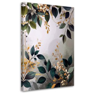 Obraz do salonu sypialni kuchni biura, Zielone liście na szarym tle 60×90 995977 Obraz do salonu sypialni kuchni biura, Zielone liście na szarym tle 60×90 995977