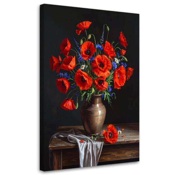 Obraz do salonu sypialni kuchni, Czerwone maki bukiet kwiatów 20x30 889029
