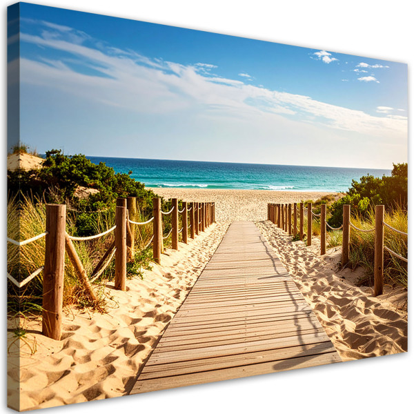 Obraz do salonu sypialni kuchni, Drewniana ścieżka na plażę Pejzaż 30x20 889044