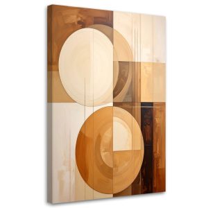 Obraz do salonu sypialni kuchni, Geometryczne koła w odcieniach beżu 70×100 886730 Obraz do salonu sypialni kuchni, Geometryczne koła w odcieniach beżu 70×100 886730