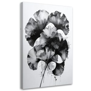 Obraz do salonu sypialni kuchni, Ginkgo Liście czarno białe 30×45 887718 Obraz do salonu sypialni kuchni, Ginkgo Liście czarno białe 30×45 887718