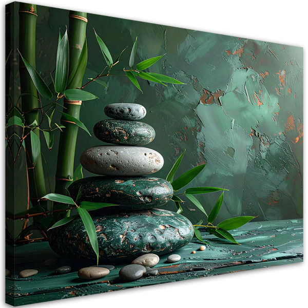 Obraz do salonu sypialni kuchni, Kamienie zen spa liście bambusa 100x70 888202