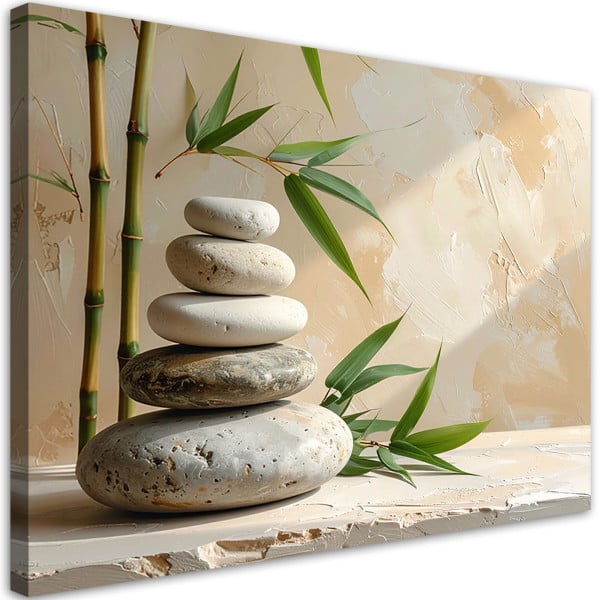 Obraz do salonu sypialni kuchni, Kamienie zen spa liście bambusa 100x70 884466