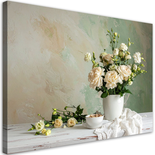 Obraz do salonu sypialni, Kwiaty w stylu shabby chic bukiet róż 120x80 887009