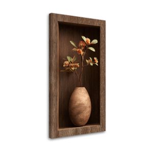 Obraz do salonu sypialni, Kwiaty w wazonie w drewnianej wnęce 3d 50×100 776635 Obraz do salonu sypialni, Kwiaty w wazonie w drewnianej wnęce 3d 50×100 776635