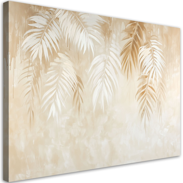 Obraz do salonu sypialni liście tropikalnych palm w stylu boho 90x60 cm 650867