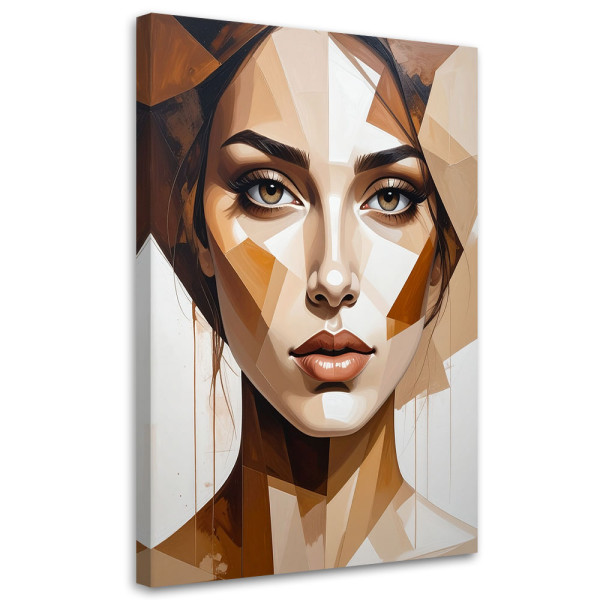 Obraz do salonu sypialni loftu, Beżowy Portret Kobiety 20x30 883063