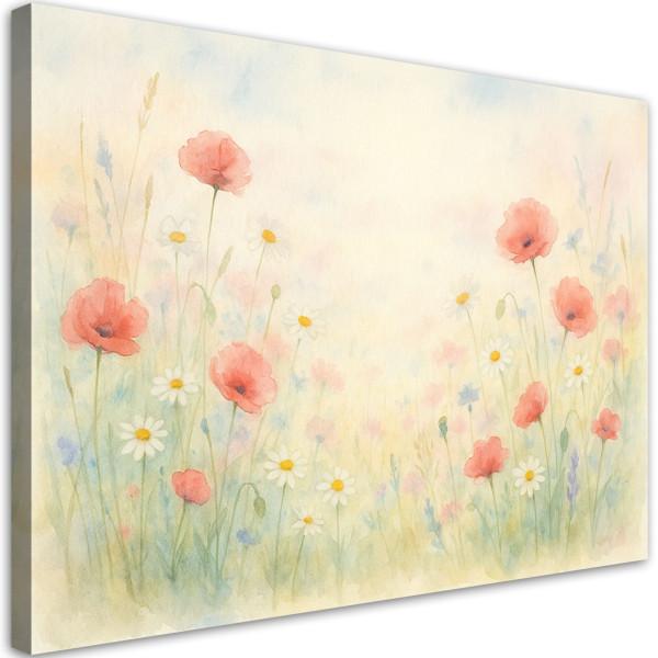 Obraz do salonu sypialni, Maki Kwiaty polne w stylu Shabby Chic 60x40 780271