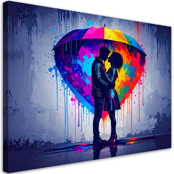 Obraz do salonu sypialni, Para Miłość Parasol Abstrakcja Graffiti 30x20 889838