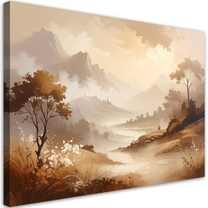 Obraz do salonu sypialni, Pastelowy Pejzaż Gór i Drzew Krajobraz 100×70 887432 Obraz do salonu sypialni, Pastelowy Pejzaż Gór i Drzew Krajobraz 100×70 887432