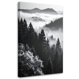 Obraz do salonu sypialni, Pejzaż górski czarno biały 60×90 891256 Obraz do salonu sypialni, Pejzaż górski czarno biały 60×90 891256