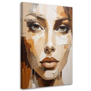 Obraz do salonu sypialni, Portret Kobieta Beżowy jak malowany 40×60 882566 Obraz do salonu sypialni, Portret Kobieta Beżowy jak malowany 40×60 882566
