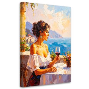 Obraz do salonu sypialni, Portret Kobieta Wino Pejzaż 30×45 889619 Obraz do salonu sypialni, Portret Kobieta Wino Pejzaż 30×45 889619