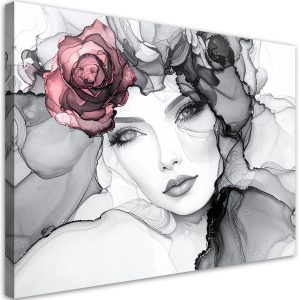 Obraz do salonu sypialni, Portret Kobieta z kwiatami na głowie 120×80 776677 Obraz do salonu sypialni, Portret Kobieta z kwiatami na głowie 120×80 776677