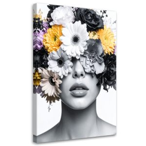 Obraz do salonu sypialni, Portret Kobieta z kwiatami na głowie 40×60 778048 Obraz do salonu sypialni, Portret Kobieta z kwiatami na głowie 40×60 778048