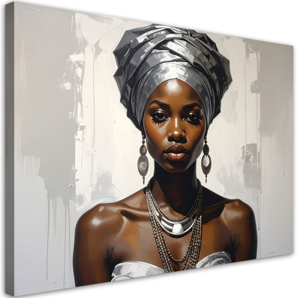 Obraz do salonu sypialni, Portret kobiety w srebrnym turbanie 30x20 885607