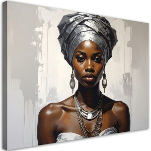 Obraz do salonu sypialni, Portret kobiety w srebrnym turbanie 45×30 889356 Obraz do salonu sypialni, Portret kobiety w srebrnym turbanie 45×30 889356
