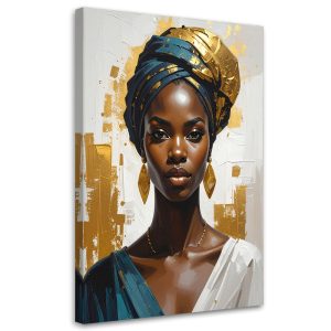 Obraz do salonu sypialni, Portret kobiety w złotym turbanie 30×45 887693 Obraz do salonu sypialni, Portret kobiety w złotym turbanie 30×45 887693