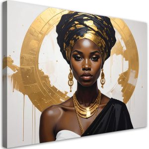 Obraz do salonu sypialni, Portret kobiety w złotym turbanie 90×60 890397 Obraz do salonu sypialni, Portret kobiety w złotym turbanie 90×60 890397