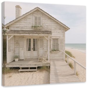 Obraz do salonu sypialni w stylu Shabby Chic, Dom na plaży 40×40 780575 Obraz do salonu sypialni w stylu Shabby Chic, Dom na plaży 40×40 780575