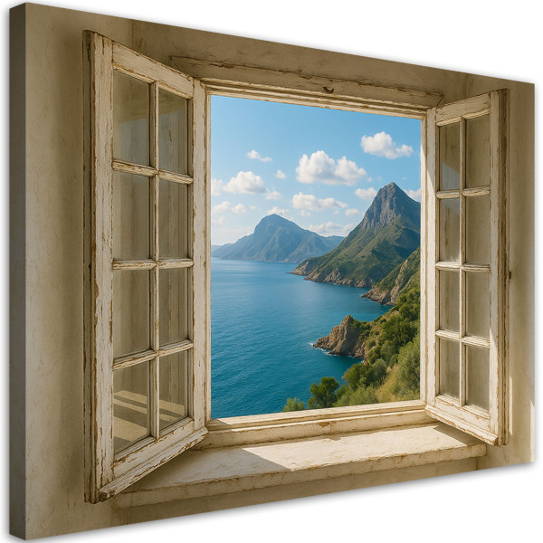 Obraz do salonu sypialni, Widok z okna Morze Góry Shabby Chic 100x70 778926