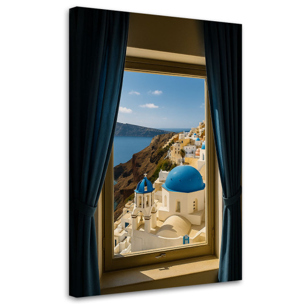 Obraz do salonu sypialni, Widok z okna na Santorini Grecja 40x60 778726